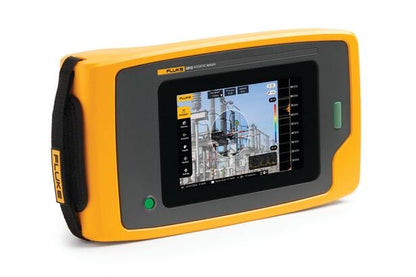 Fluke ii915 Sonic Industrial Imager skærm viser akustisk måling af elektriske komponenter.