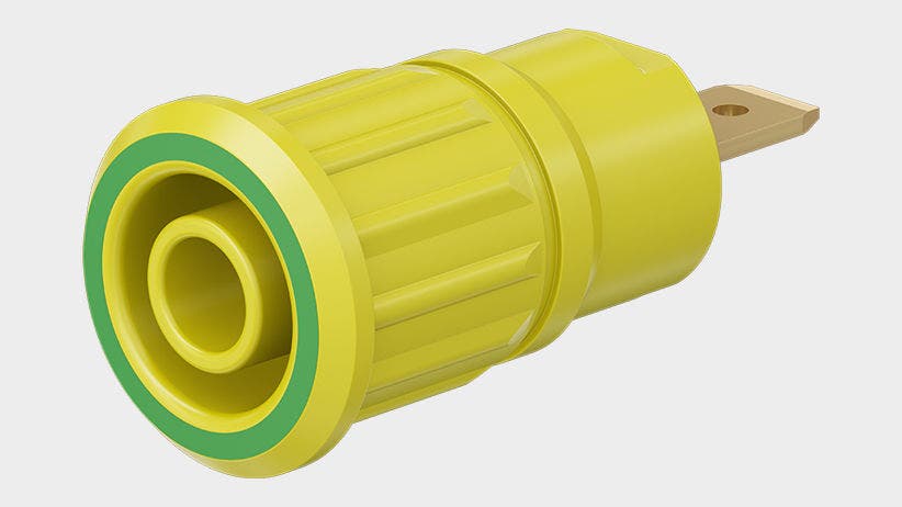 Stikkontakt SEB4-F6.3 gullbelagt sort CAT III 1000V 32A