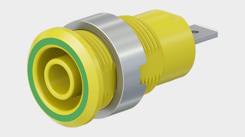 Stikkontakt SLB4-F gullbelagt fiolett CAT III 1000V 24A m/flatkontakt 4,8x0,8