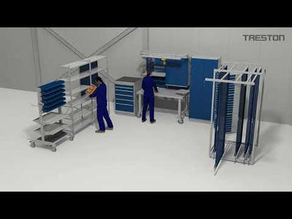 Rolling table w/3 adjustable shelves 605x530mm